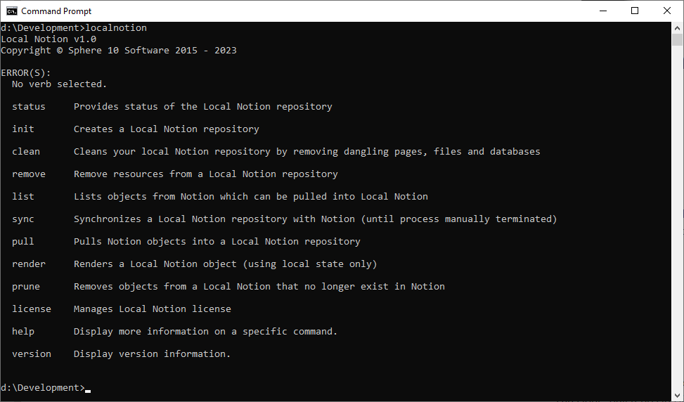 Figure 1: Local Notion CLI interface